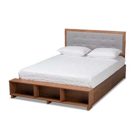 Baxton Studio Cosma Ash Walnut Wood 4-Drawer Queen Size Platform Storage Bed 173-9435-10669